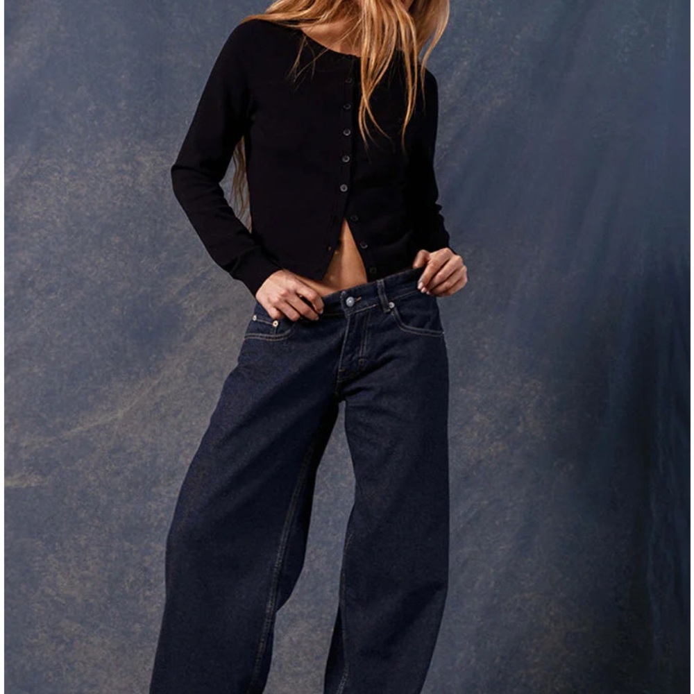 Motel Rocks Roomy Extra Wide Low Rise Jeans In Indigo Size 24/30